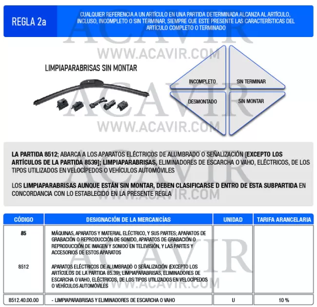 ejemplo regla interpretación arancelaria